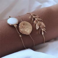 Vintage Style Punk Simple Style Moon Leaves Arrow Stainless Steel Alloy Plating Inlay Artificial Diamond Rhinestones Gold Plated Silver Plated Bracelets Bangle sku image 3