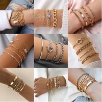 Casual Punk Simple Style Geometric Butterfly Stainless Steel Alloy Chain Hollow Out Inlay Artificial Gemstones Artificial Diamond Gold Plated Silver Plated Bangle main image 1