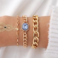 Casual Punk Simple Style Geometric Butterfly Stainless Steel Alloy Chain Hollow Out Inlay Artificial Gemstones Artificial Diamond Gold Plated Silver Plated Bangle main image 2