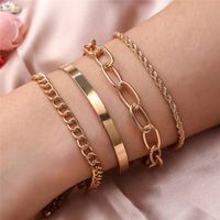 Casual Punk Simple Style Geometric Butterfly Stainless Steel Alloy Chain Hollow Out Inlay Artificial Gemstones Artificial Diamond Gold Plated Silver Plated Bangle main image 5