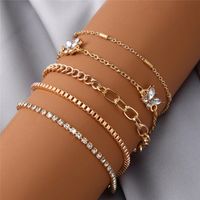 Casual Punk Simple Style Geometric Butterfly Stainless Steel Alloy Chain Hollow Out Inlay Artificial Gemstones Artificial Diamond Gold Plated Silver Plated Bangle main image 10