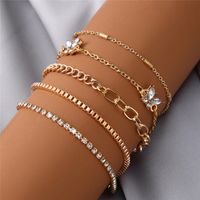 Casual Punk Simple Style Geometric Butterfly Stainless Steel Alloy Chain Hollow Out Inlay Artificial Gemstones Artificial Diamond Gold Plated Silver Plated Bangle sku image 3