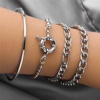 Casual Punk Simple Style Geometric Butterfly Stainless Steel Alloy Chain Hollow Out Inlay Artificial Gemstones Artificial Diamond Gold Plated Silver Plated Bangle sku image 8