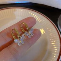Fairy Style Elegant Butterfly Alloy Inlay Crystal Women's Drop Earrings main image 1