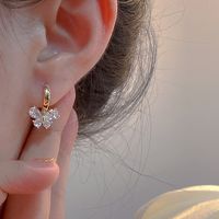 Fairy Style Elegant Butterfly Alloy Inlay Crystal Women's Drop Earrings main image 3