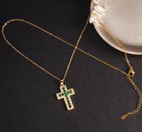 Glam Cross Copper Zircon Pendant Necklace In Bulk sku image 4