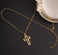 Glam Cross Copper Zircon Pendant Necklace In Bulk sku image 5