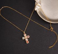 Glam Cross Copper Zircon Pendant Necklace In Bulk sku image 8