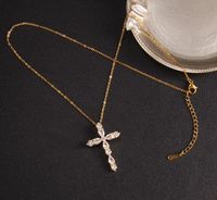 Glam Cross Copper Zircon Pendant Necklace In Bulk sku image 1