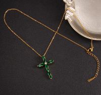 Glam Cross Copper Zircon Pendant Necklace In Bulk sku image 2