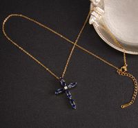 Glam Cross Copper Zircon Pendant Necklace In Bulk sku image 3