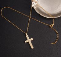 Glam Cross Copper Zircon Pendant Necklace In Bulk sku image 9
