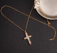 Glam Cross Copper Zircon Pendant Necklace In Bulk sku image 10