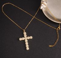 Glam Cross Copper Zircon Pendant Necklace In Bulk sku image 15