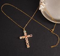 Glam Cross Copper Zircon Pendant Necklace In Bulk sku image 14