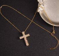 Glam Cross Copper Zircon Pendant Necklace In Bulk sku image 13