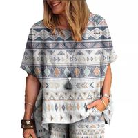 Women's Casual Preppy Style Human Face Butterfly Linen Spandex Polyester Printing Shorts Sets main image 4