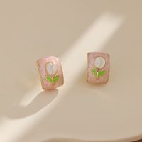 Korean Style Flower Alloy Enamel Women's Ear Studs main image 1