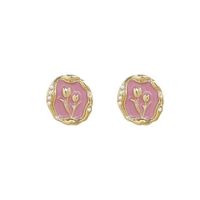 Sweet Korean Style Flower Alloy Enamel Inlay Artificial Pearls Women's Ear Studs main image 2