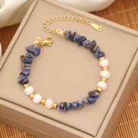 INS Style Commute Irregular Stainless Steel Imitation Pearl Natural Stone 18K Gold Plated Bracelets In Bulk sku image 2