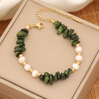 INS Style Commute Irregular Stainless Steel Imitation Pearl Natural Stone 18K Gold Plated Bracelets In Bulk sku image 5