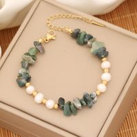 INS Style Commute Irregular Stainless Steel Imitation Pearl Natural Stone 18K Gold Plated Bracelets In Bulk sku image 4
