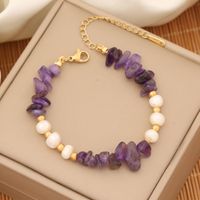 INS Style Commute Irregular Stainless Steel Imitation Pearl Natural Stone 18K Gold Plated Bracelets In Bulk main image 6