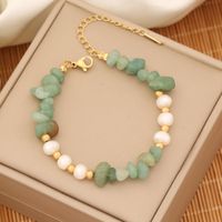INS Style Commute Irregular Stainless Steel Imitation Pearl Natural Stone 18K Gold Plated Bracelets In Bulk sku image 6