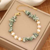 INS Style Commute Irregular Stainless Steel Imitation Pearl Natural Stone 18K Gold Plated Bracelets In Bulk main image 9