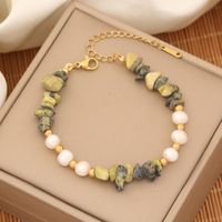 INS Style Commute Irregular Stainless Steel Imitation Pearl Natural Stone 18K Gold Plated Bracelets In Bulk sku image 8