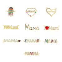 Ins Style Mama Shiny Letter Palm Heart Shape Gold Plated Zircon Copper Wholesale Pendants main image 8