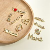 Ins Style Mama Shiny Letter Palm Heart Shape Gold Plated Zircon Copper Wholesale Pendants main image 1