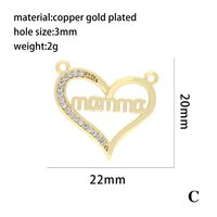Ins Style Mama Shiny Letter Palm Heart Shape Gold Plated Zircon Copper Wholesale Pendants main image 3