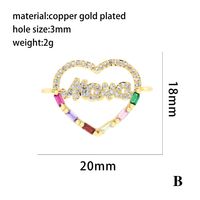 Ins Style Mama Shiny Letter Palm Heart Shape Gold Plated Zircon Copper Wholesale Pendants sku image 4