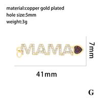 Ins Style Mama Shiny Letter Palm Heart Shape Gold Plated Zircon Copper Wholesale Pendants sku image 6