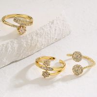 Simple Style Commute Round Flower Copper 18k Gold Plated Zircon Open Ring In Bulk main image 1