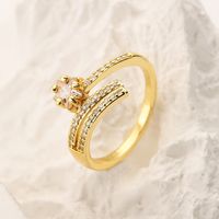 Simple Style Commute Round Flower Copper 18k Gold Plated Zircon Open Ring In Bulk sku image 3