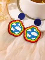 Vacation Clouds Plant Flower Arylic Printing Women's Drop Earrings sku image 4