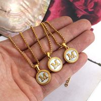 304 Stainless Steel 18K Gold Plated Casual Modern Style Plating Inlay Letter Shell Pendant Necklace main image 1