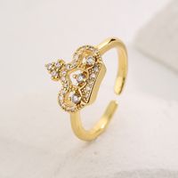 Classic Style Commute Crown Copper 18k Gold Plated Zircon Open Ring In Bulk sku image 3