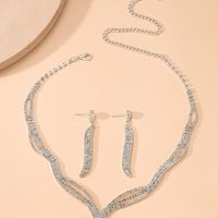 Elegant Glam Geometric Alloy Inlay Rhinestones Silver Plated Women's Earrings Necklace main image 3
