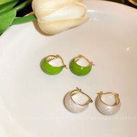Basic Solid Color Alloy Enamel Women's Hoop Earrings main image 1