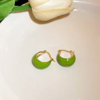 Basic Solid Color Alloy Enamel Women's Hoop Earrings sku image 2