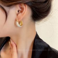 Basic Solid Color Alloy Enamel Women's Hoop Earrings main image 4