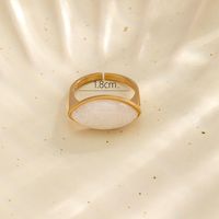 Elegant Lady Oval Agate Plating Inlay Opal 18k Gold Plated Open Ring main image 4
