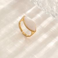 Elegant Lady Oval Agate Plating Inlay Opal 18k Gold Plated Open Ring main image 1