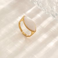 Elegant Lady Oval Agate Plating Inlay Opal 18k Gold Plated Open Ring main image 6