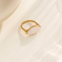 Elegant Lady Oval Agate Plating Inlay Opal 18k Gold Plated Open Ring main image 2