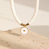 Ethnic Style Round Flower Stainless Steel Alloy Shell Plating 18k Gold Plated Pendant Necklace main image 1