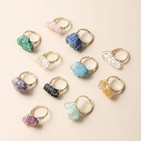 Basic Geometric Natural Stone Irregular Open Ring main image 4